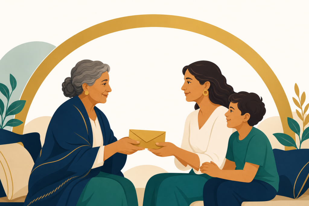 Ilustración de tres generaciones de una familia hispana: la importancia de designar beneficiarios
